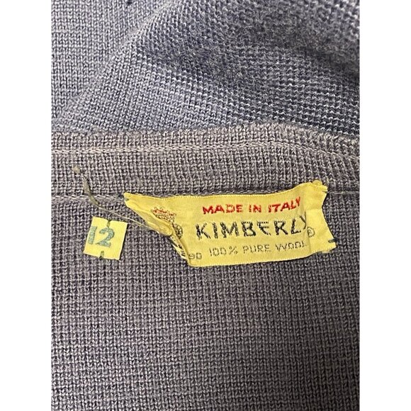 Made In Italy Kimberly Purple 100% Wool Open Cardigan Sweater Blazer Jacket 12 - Picture 6 of 6
